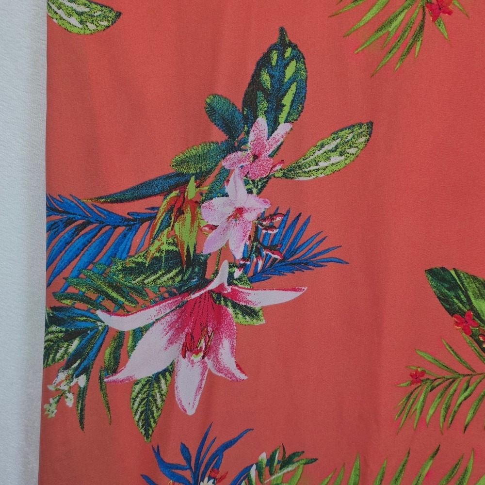 She + Sky Maxi Dress Womens S Coral Tropical Floral Resort Vacation Boho Flowy - Picture 10 of 15